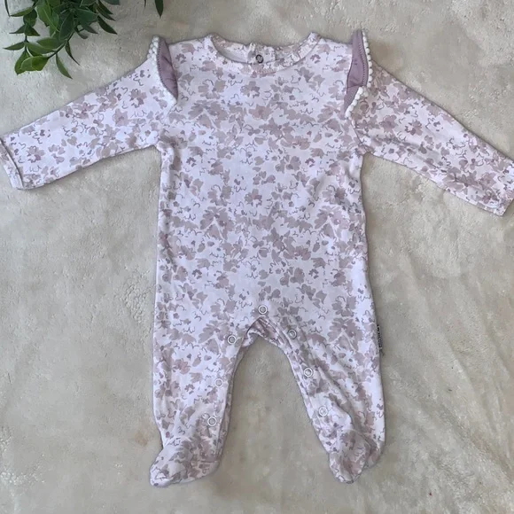 Badgley Mischka Floral Pink/Mauve Footie 0-3M EUC - Picture 10 of 10